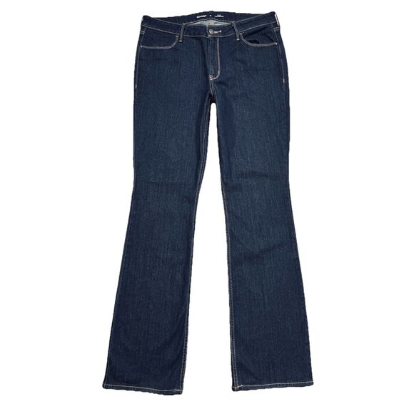 Old Navy Mid Rise Wow Bootcut Jeans 12 (32x31.5) Dark Wash Blue Stretch Womens - Picture 2 of 9